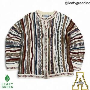 VTG 90s Coogi Original Blues Style Australia Wool 3D Knit Sweater us sz M Brown